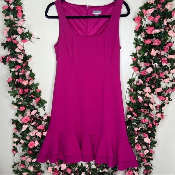 🌹Chelsea28 Fuchsia Pink Ruffle Hem Dress 8 Party - Picture 1 of 6